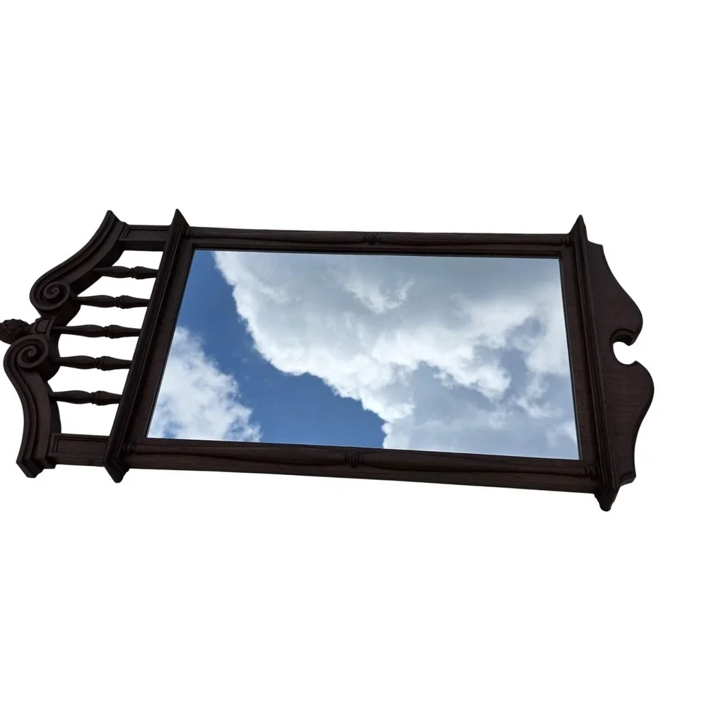 Vintage Homco 2058 Brown Plastic Accent Mirror Arched Frame Wall Decor USA